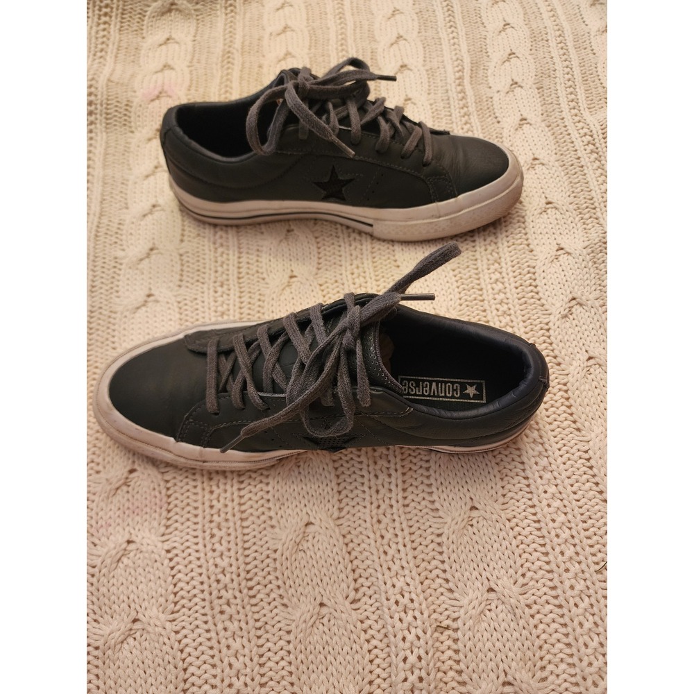 Converse One Star Prime Dark Grey Charcoal Leather Sneakers W8 / M6 158469C - Picture 5 of 9